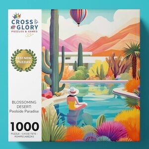Blossoming Desert: Poolside Paradise 1000 Piece Jigsaw Puzzle